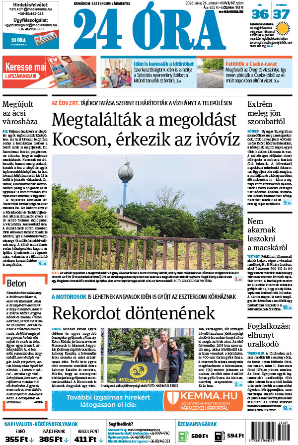 Lapszám: 2026. 06. 26. + MELLÉKLET